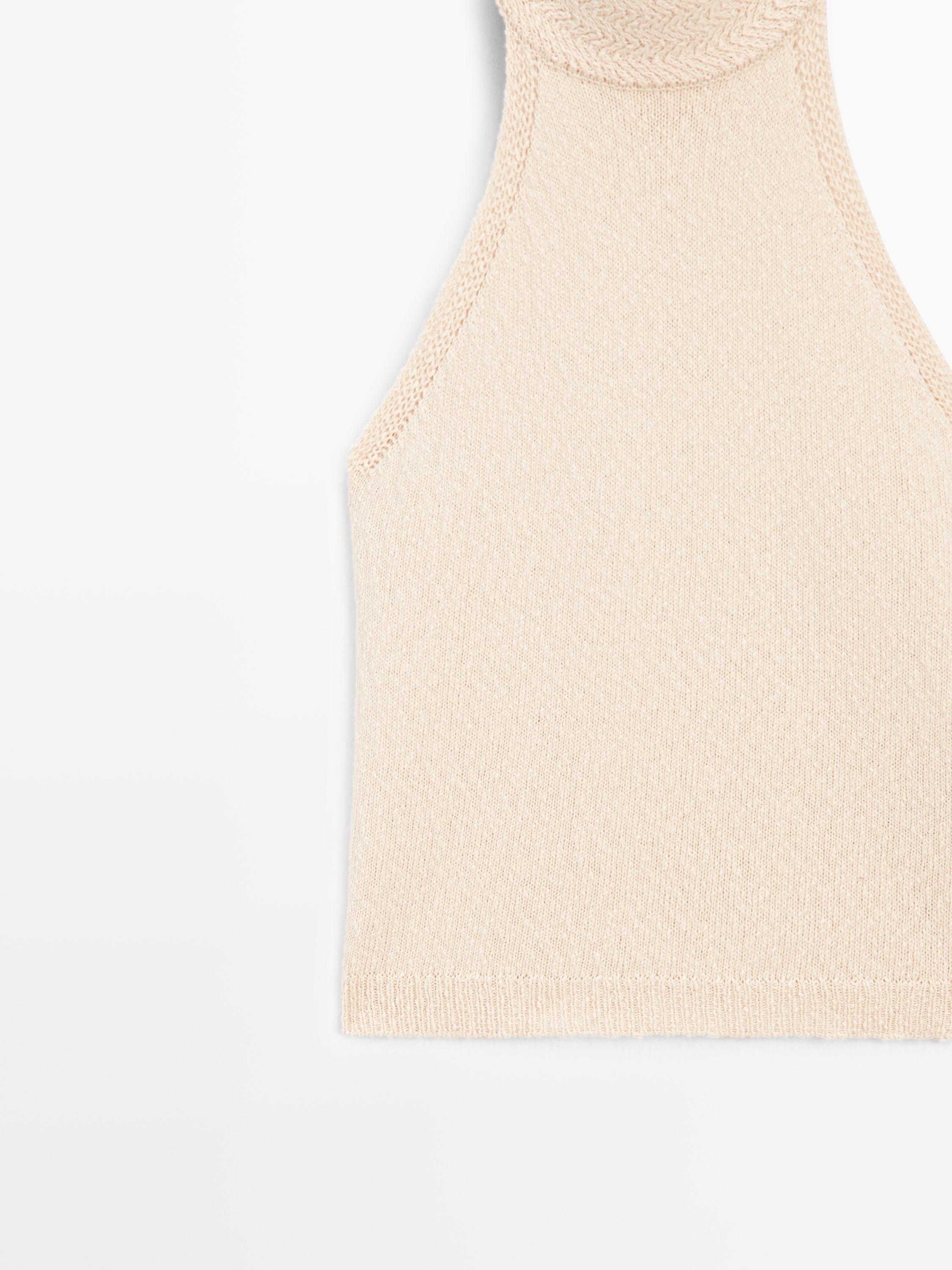 Top en maille texturée à encolure américaine